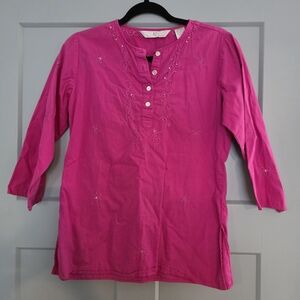 Vintage ALC Atlast Classics Embroidered Cotton Boho Tunic Top Sz S